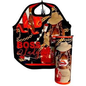 Custom made Lunch Tote Bag and Tumbler Set